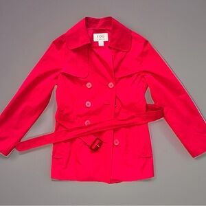 FOG By London Fog Red Double-Breasted Rain Jacket
